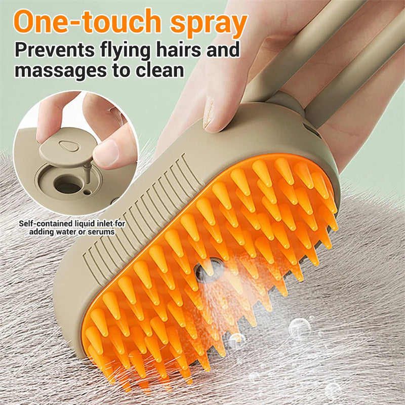 Steam. Groom. Relax. The Ultimate 3-in-1 Pet Brush for Hair Removal & Massage