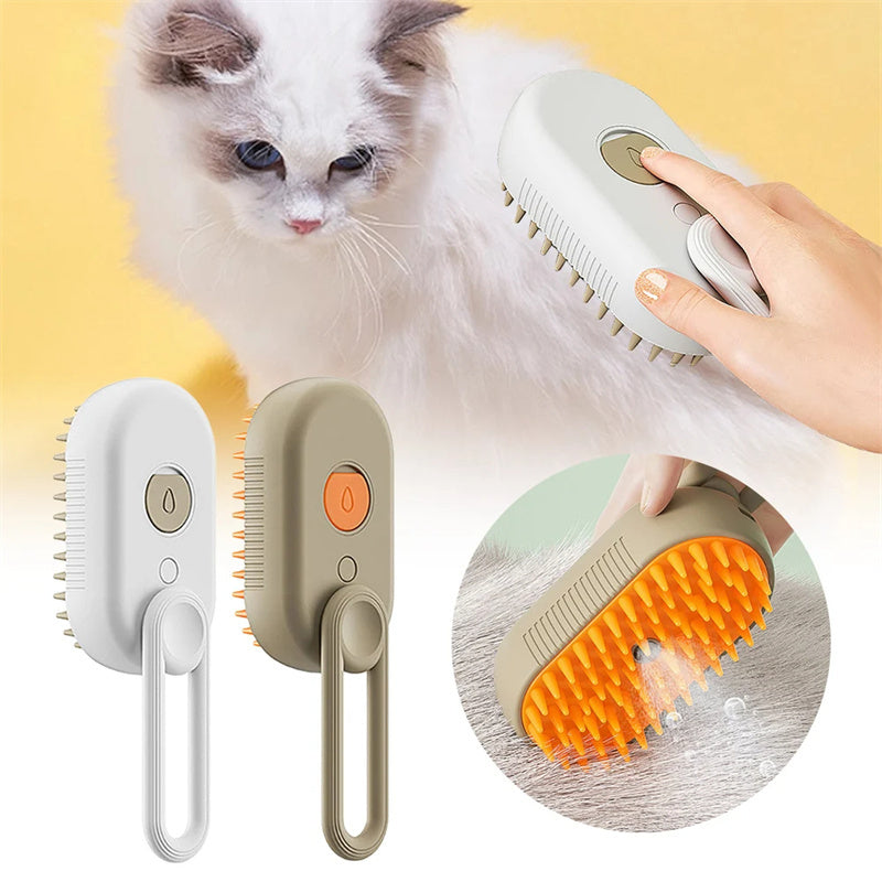 Steam. Groom. Relax. The Ultimate 3-in-1 Pet Brush for Hair Removal & Massage
