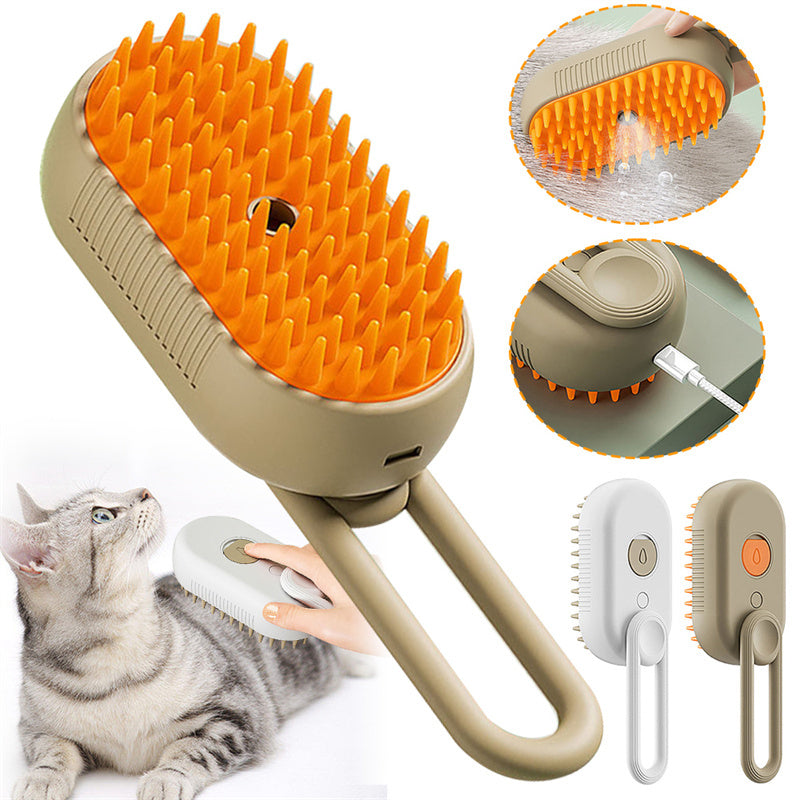 Steam. Groom. Relax. The Ultimate 3-in-1 Pet Brush for Hair Removal & Massage