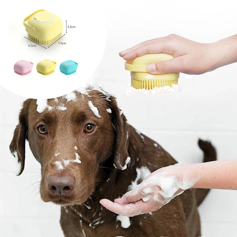 2-in-1 Silicone Bath & Massage Glove for Dogs and Cats – Cleans, Massages, Dispenses Shampoo.
